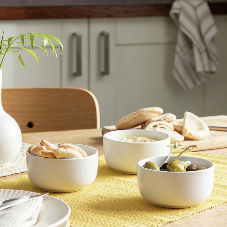 Habitat Matte Glaze 3 Piece Stoneware Nibble Bowls - White 0