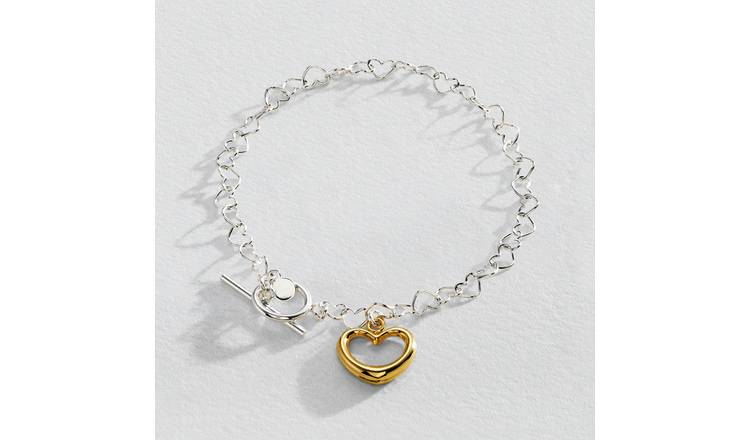 Buy Revere Sterling Silver Heart T- Bar Bracelets | Womens bracelets ...