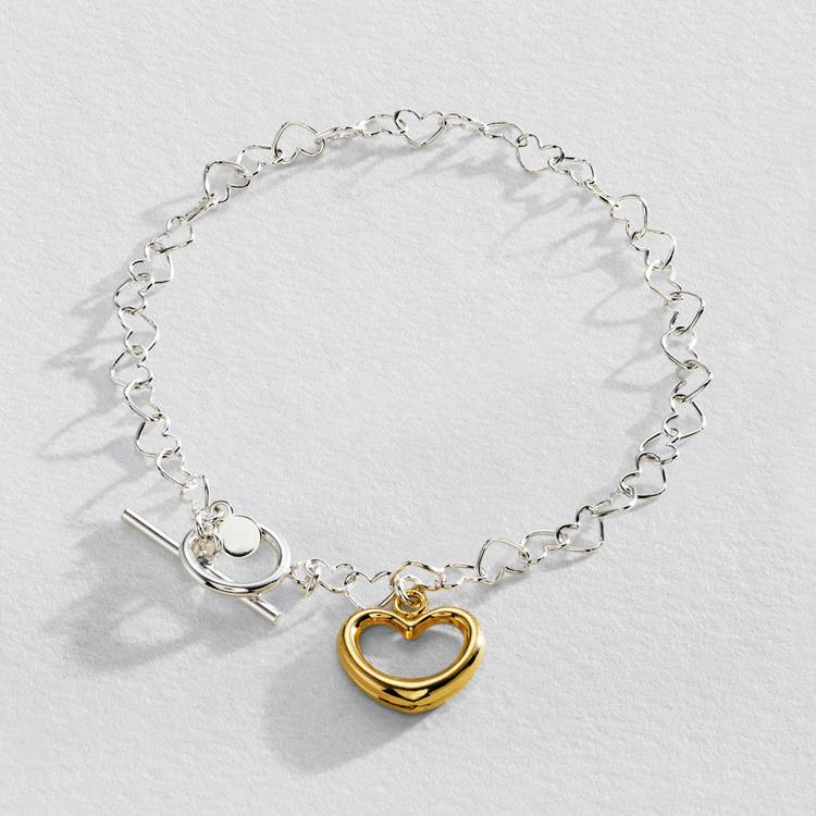 Revere Sterling Silver Heart T- Bar Bracelets 0