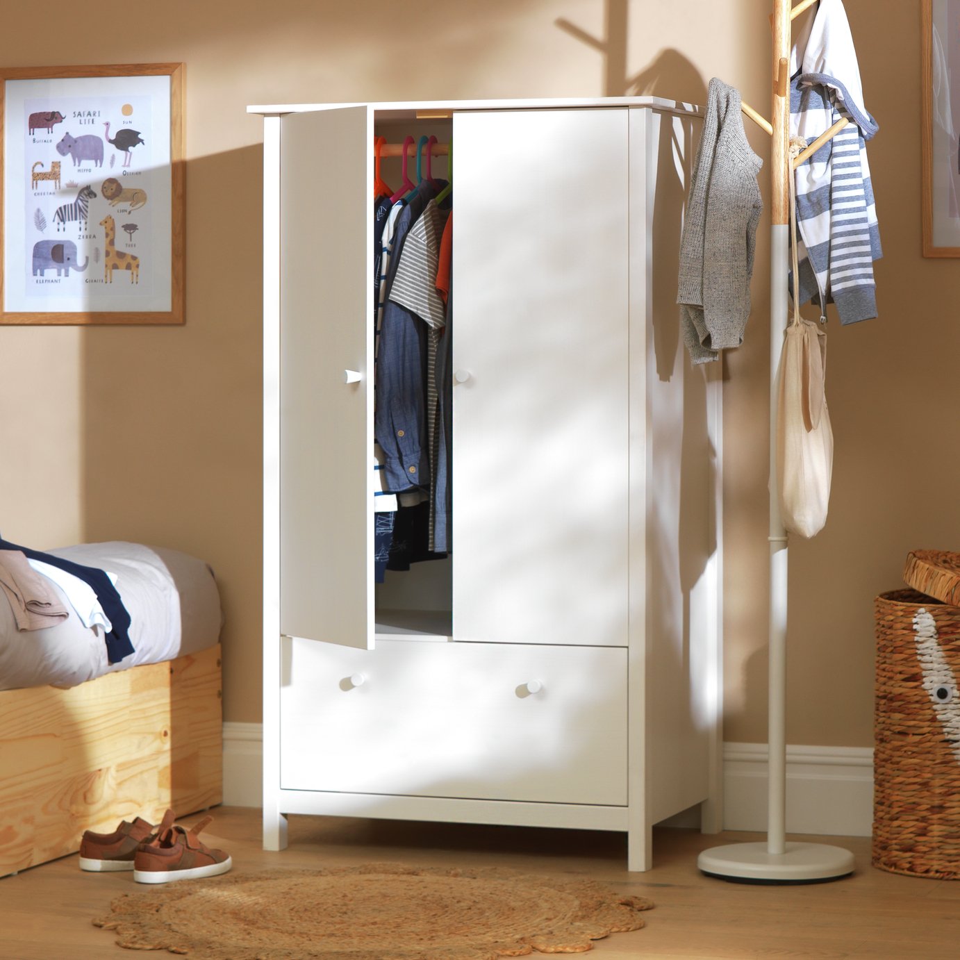 Argos Home Kids Scandinavia 2 Door 1 Drawer Wardrobe - White