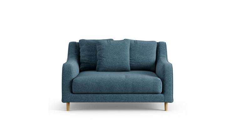 Habitat Swift Fabric Cuddle Chair - Blue - Ash Leg