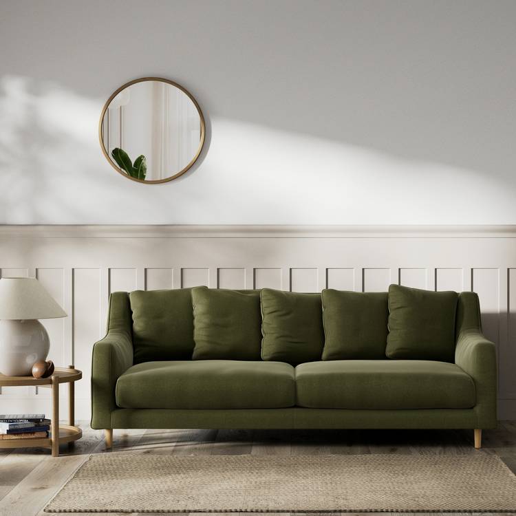 Habitat Swift Velvet 3 Seater Sofa - Moss Green - Ash Leg 0