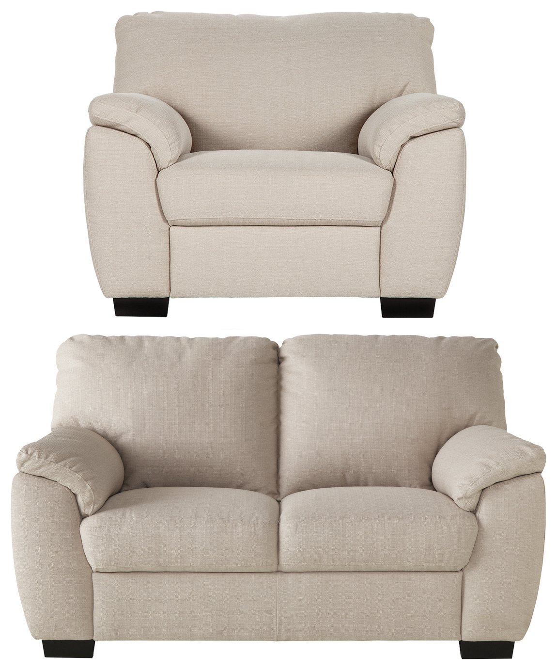 Argos Home Milano Fabric Chair and 2 Seater Sofa - Beige