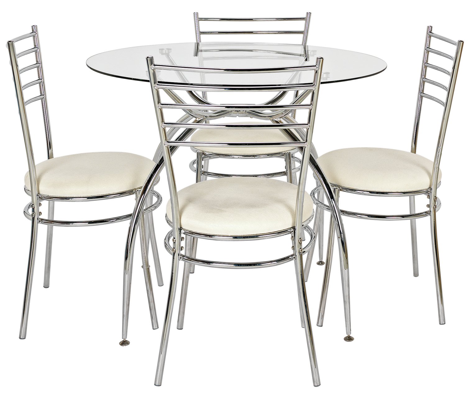 Argos Home Lusi Glass Dining Table 4 White Chairs 4738684