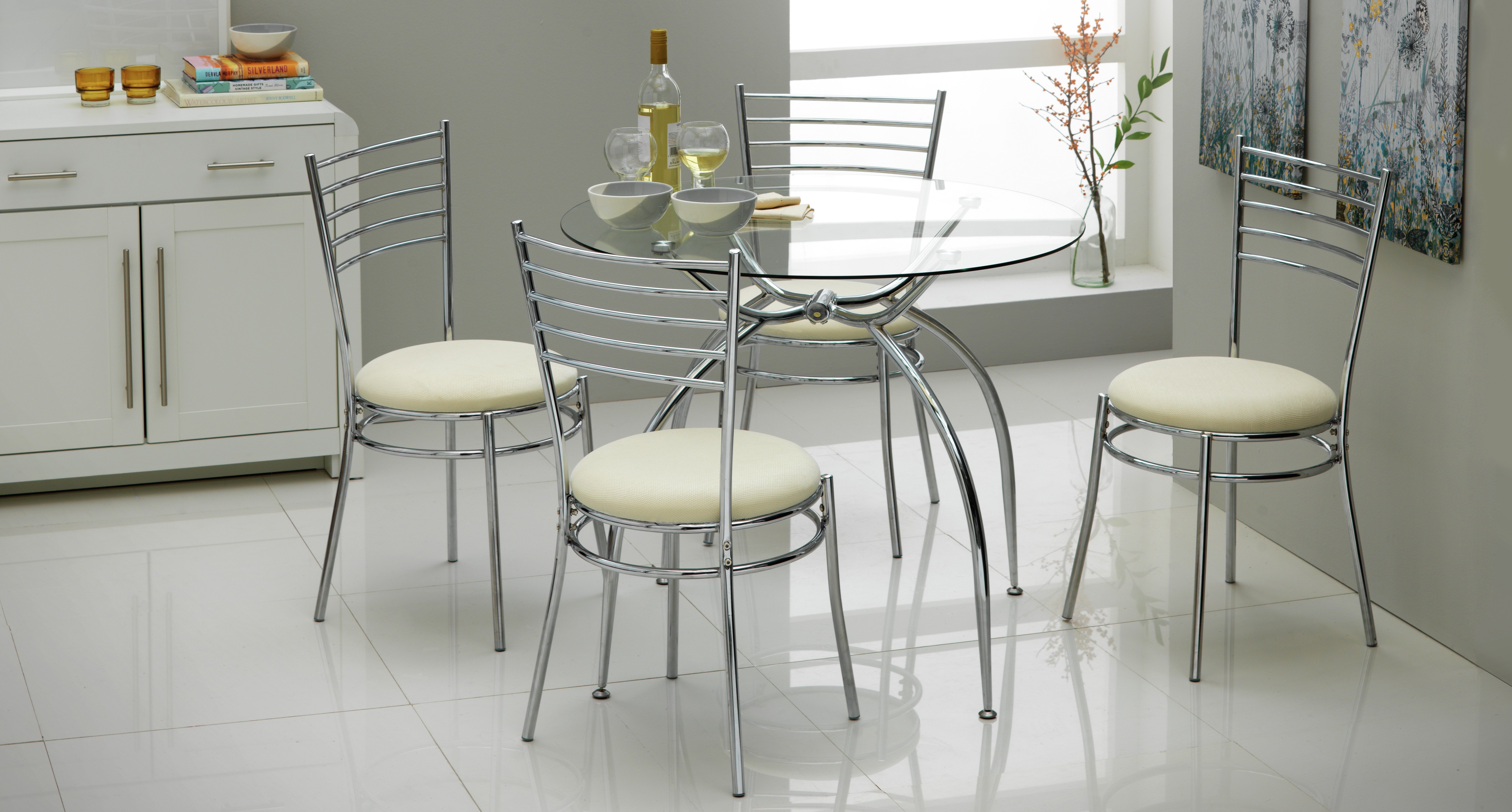 Argos Home Lusi Glass Dining Table & 4 Cream Chairs Review