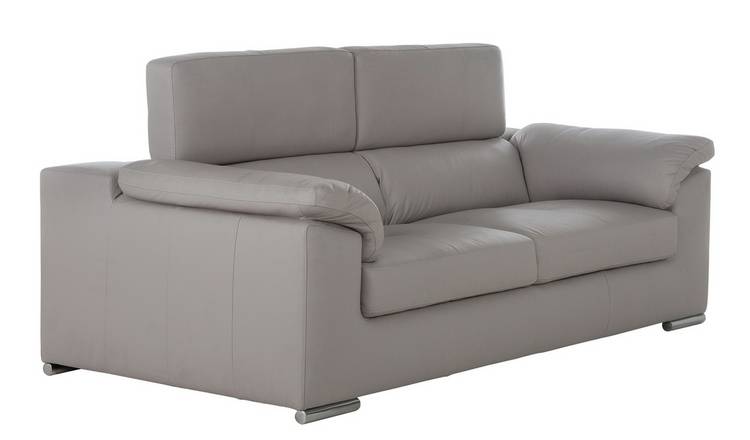 Buy Argos Home Valencia Leather 3 Seater Sofa Light Grey Sofas