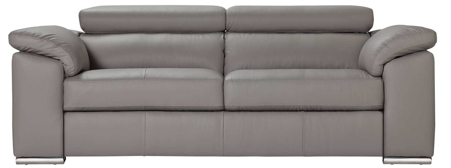 Argos Home Valencia 3 Seater Leather Sofa - Light Grey (4739559 ...