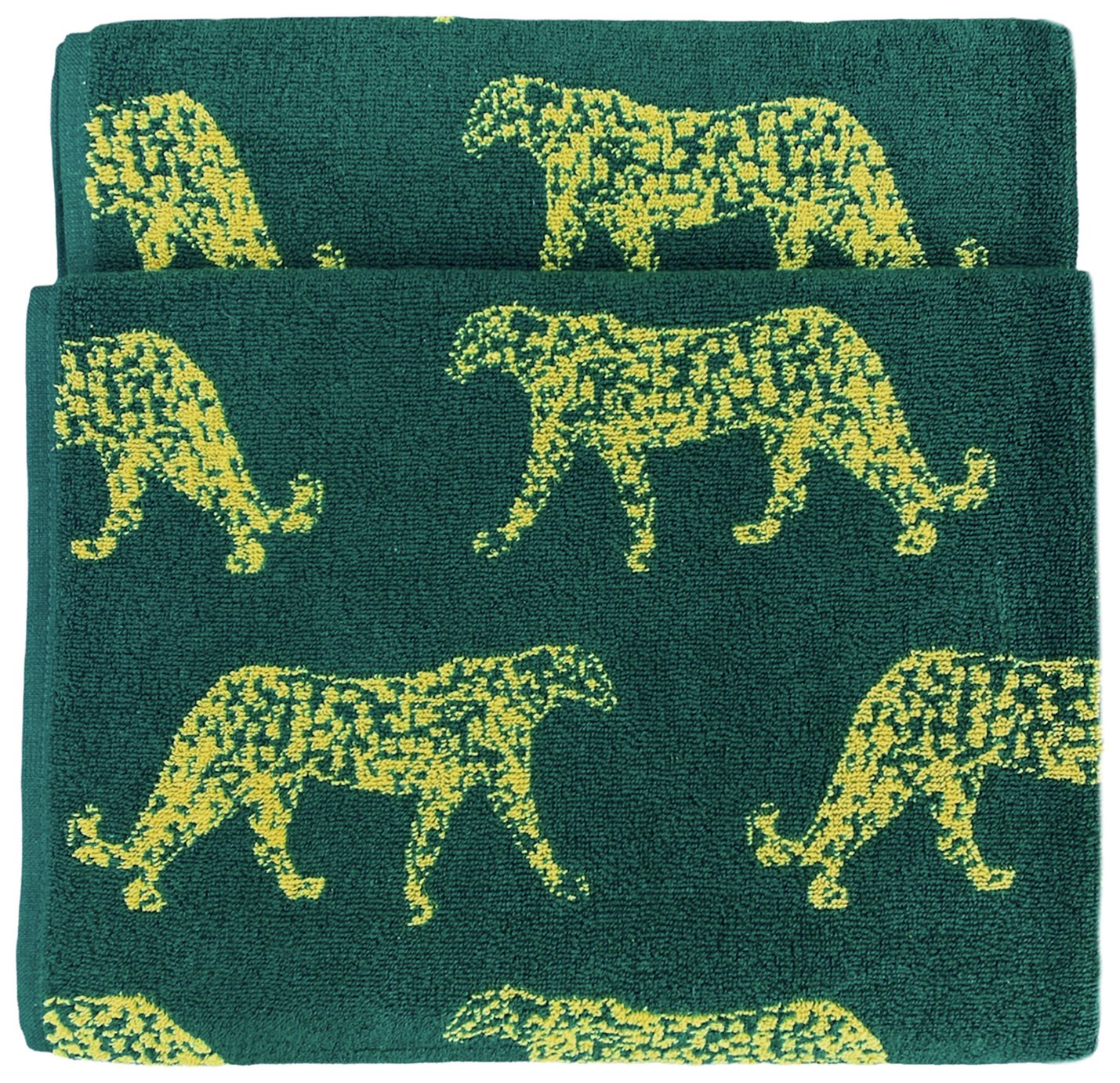 Furn Turkish Cotton Leopard Patterned Hand Towel -Teal Green
