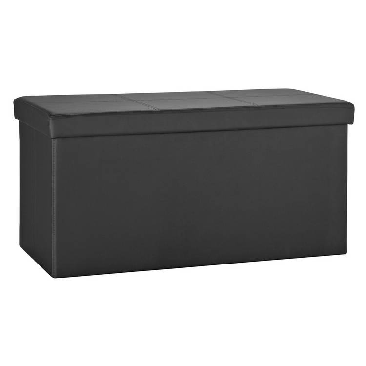 Argos Home Large Faux Leather Stitched Ottoman - Black 0