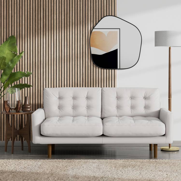 Habitat Fenner Fabric 2 Seater Sofa - Natural - Dark Leg 0