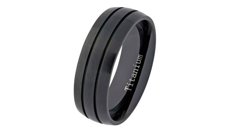 Revere Mens Titanium Black Ring - U