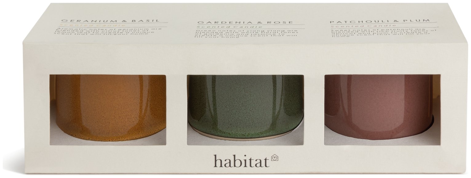Habitat Ceramic Scented Boxed Candles - Set of 3