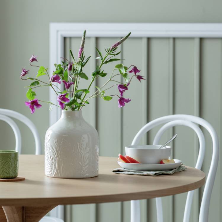 Habitat Embossed Floral Ceramic Vase - Off White 0