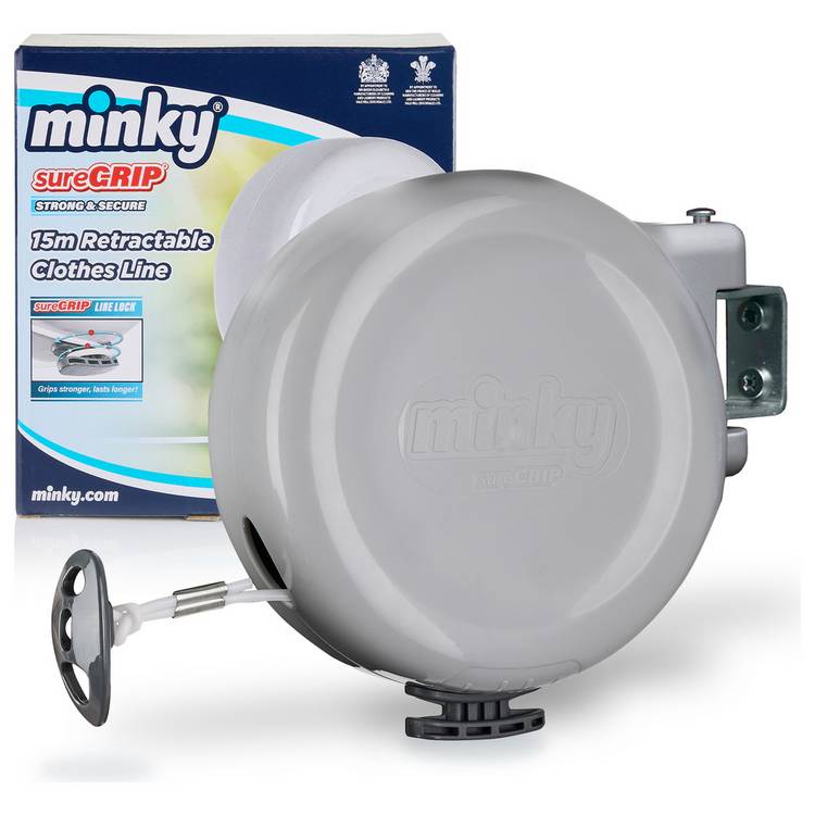 Minky Sure Grip 15m Retractable Reel Outdoor Washing Line 0