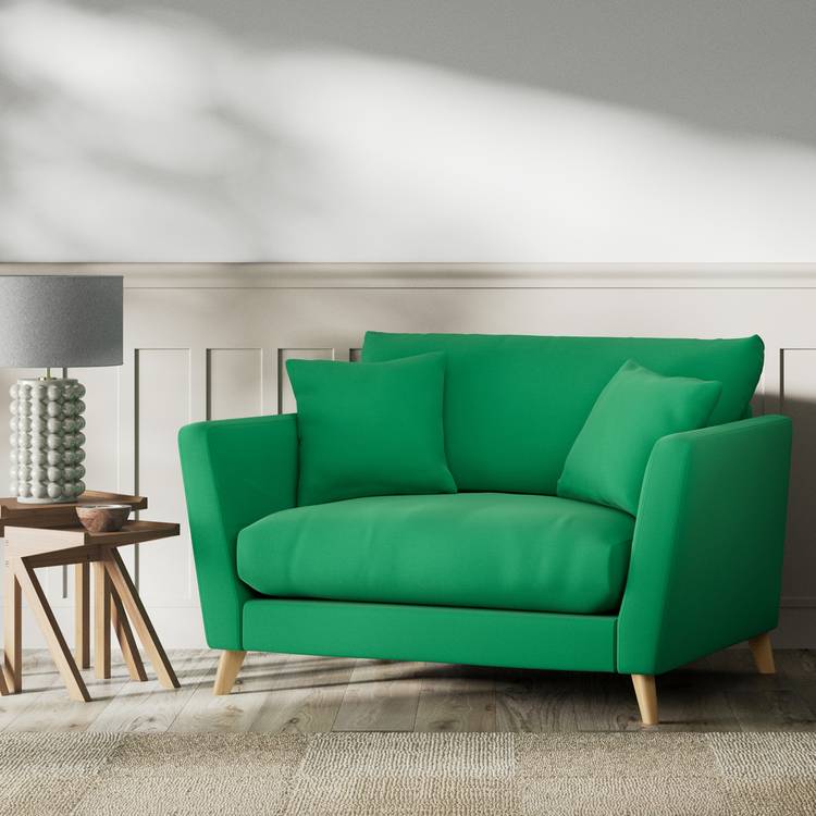 Habitat Lomond Fabric Cuddle Chair - Green - Ash Leg 0