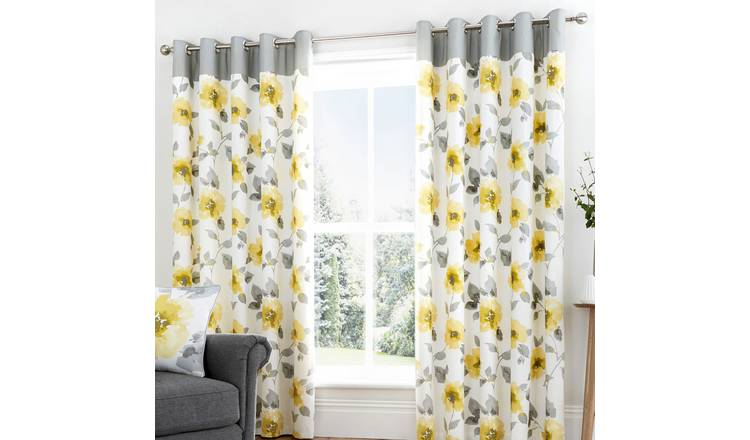 Fusion Adriana Lined Eyelet Curtains - Ochre