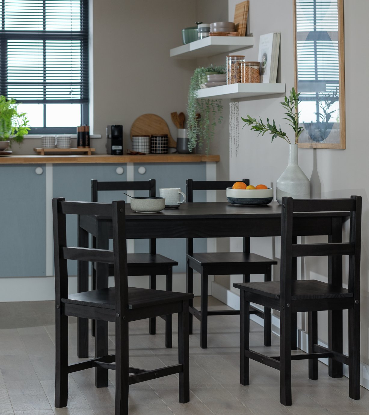Argos Home Raye Black Dining Table & 4 Black Chairs