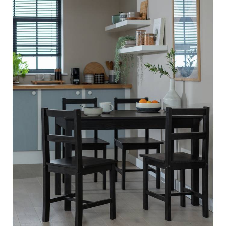 Argos Home Raye Black Dining Table & 4 Black Chairs 0