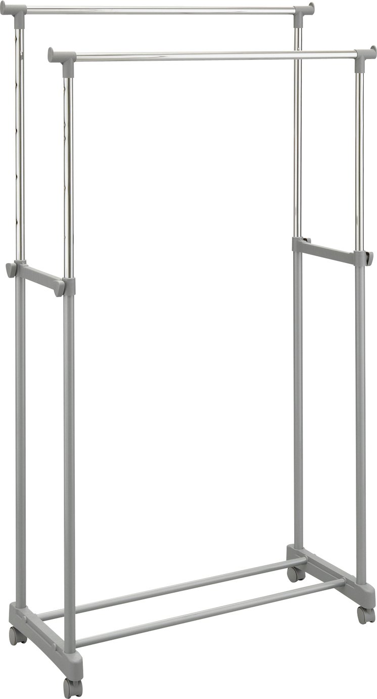 Argos Home Double Adjustable Clothes Rail - Silver