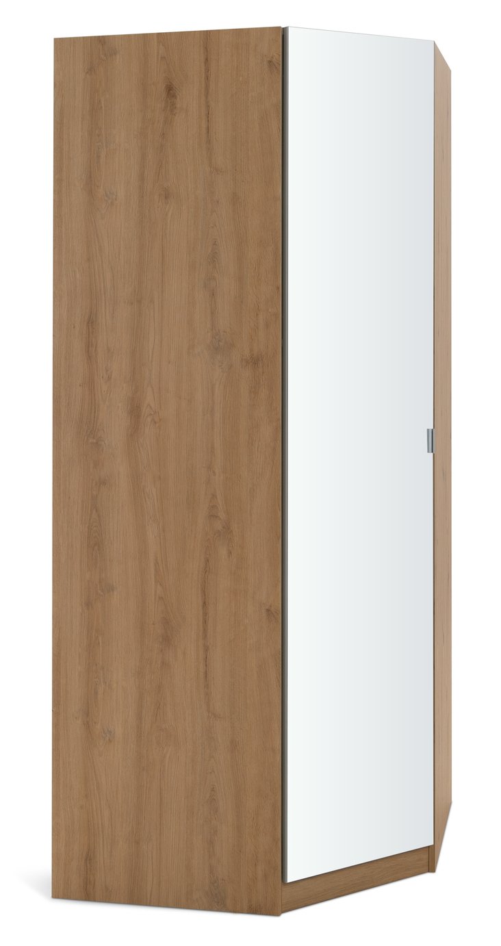 Habitat Munich Corner 1 Door Mirror Wardrobe - Oak
