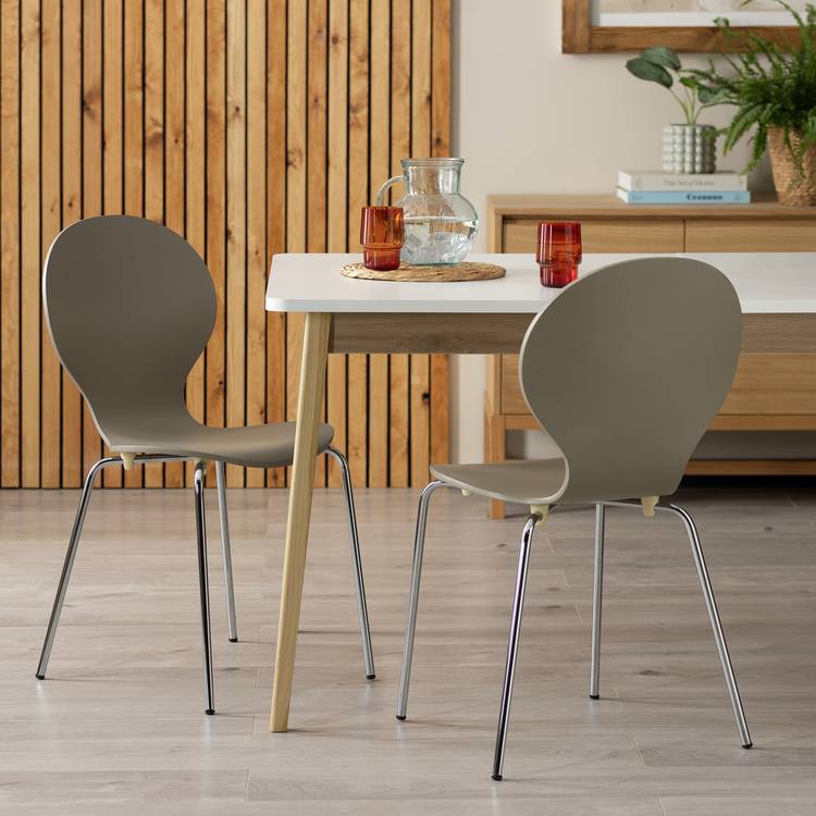 Habitat Bentwood Metal Dining Chair - Taupe 0