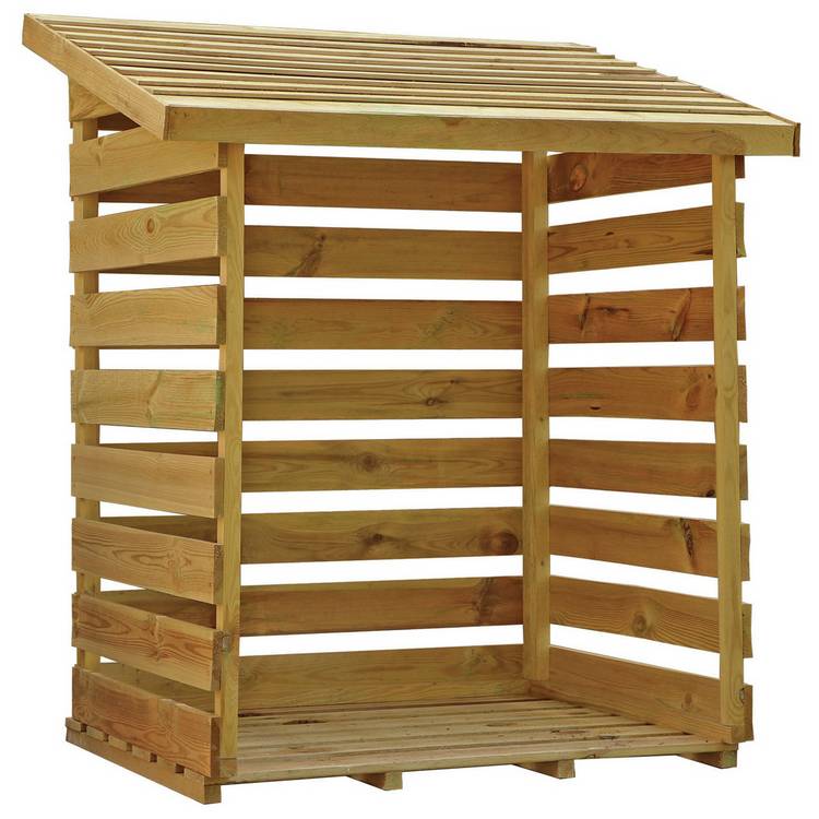 Mercia Pressure Treated Wooden Single Log Store - 3 x 3ft 0