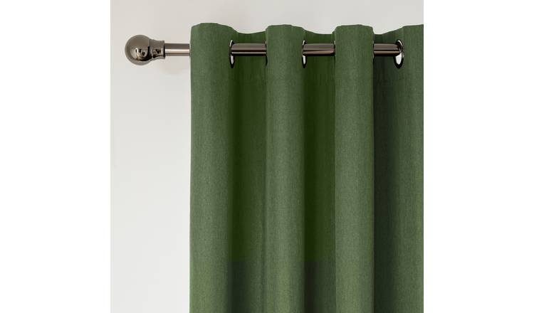 Home Essentials Plain Blackout Eyelet Curtains - Green