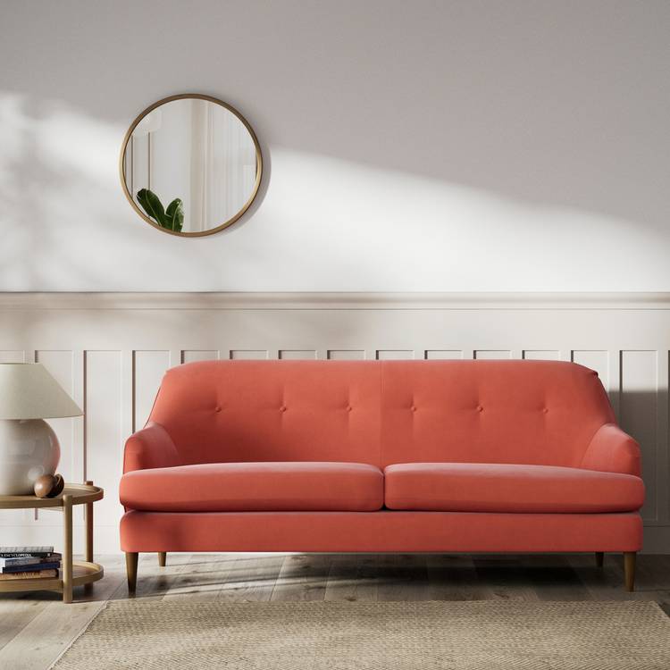 Habitat Frome Fabric 3 Seater Sofa - Papaya - Dark Leg 0