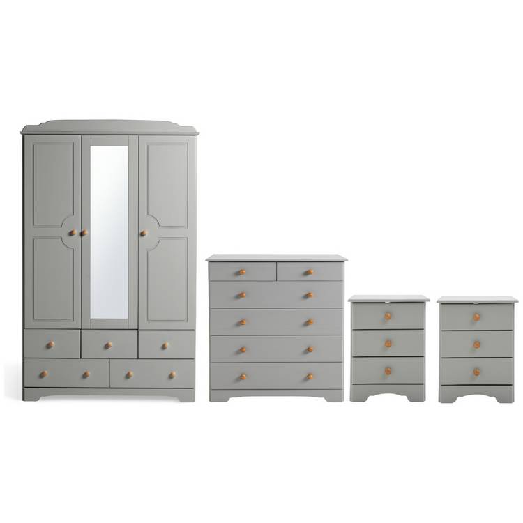 Argos Home Nordic 4 Piece 3 Door Wardrobe Set -  Grey 0