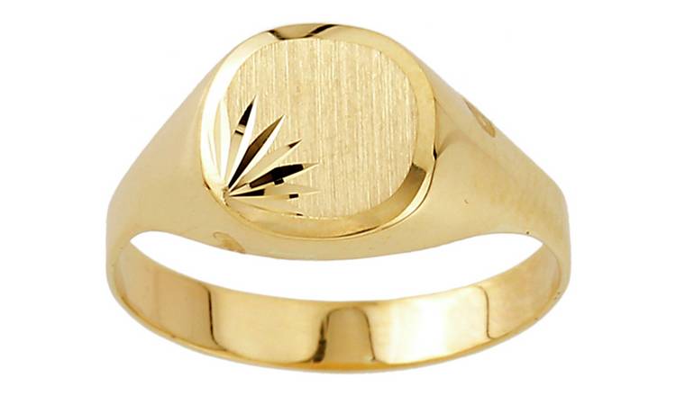 Plain signet ring on sale gold