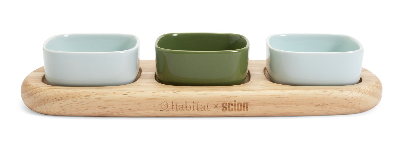 Habitat x Scion Lohko Set of 3 Dipping Bowls With Board