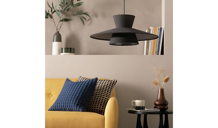 Habitat Otto Black Raffia Easy Fit 2 Tier Lampshade - 50cm