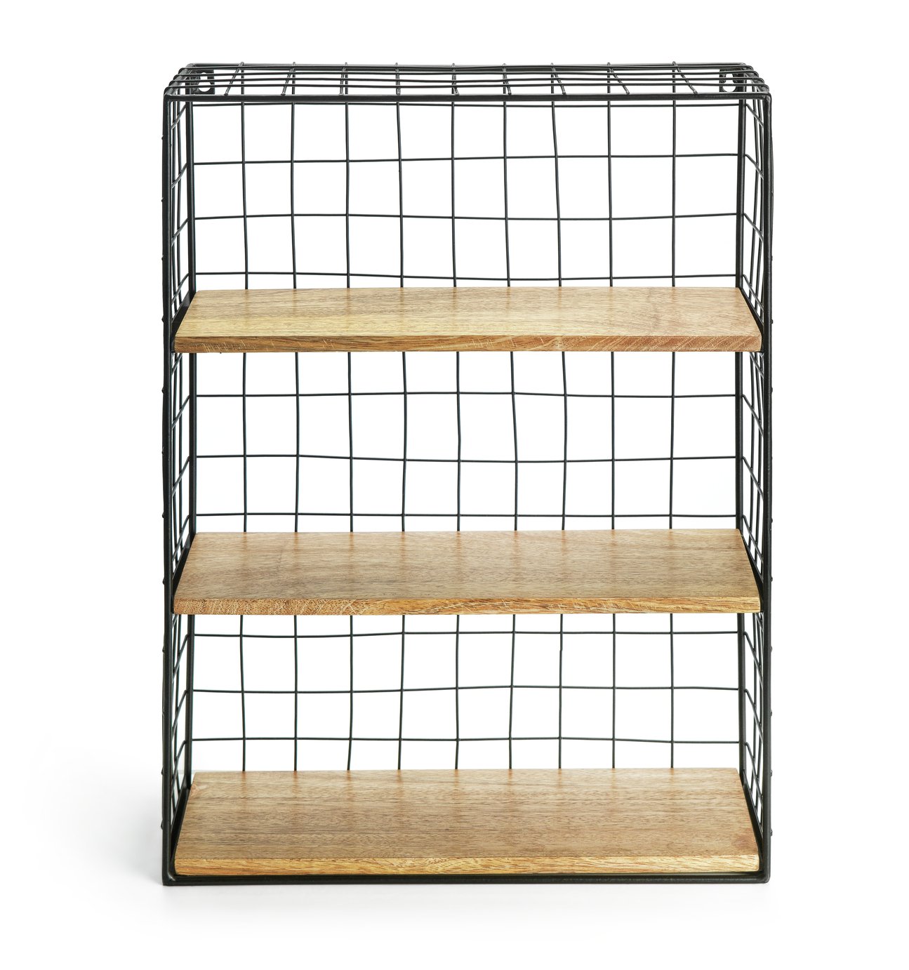 Habitat Metal Wired Wall Shelving Unit - Black & Natural