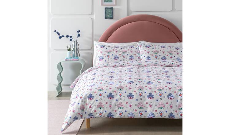 Buy Habitat Cotton Eyes and Heart Print Bedding Set Single Duvet cover sets Argos