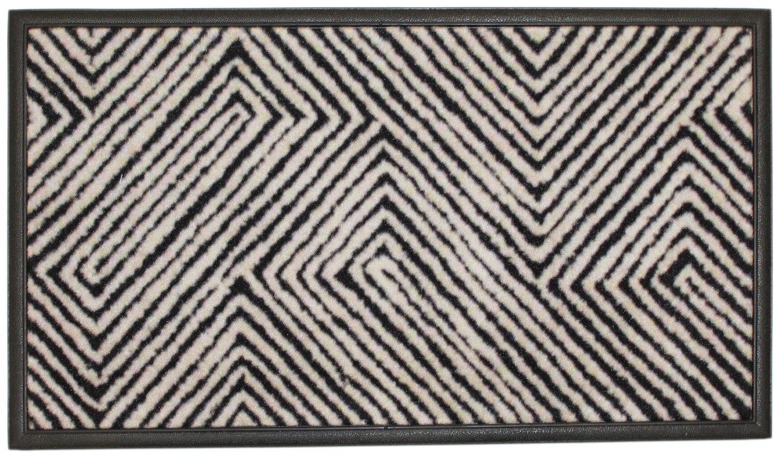 Primeur Abstract Black & White Cut Pile Doormat - 45x75cm