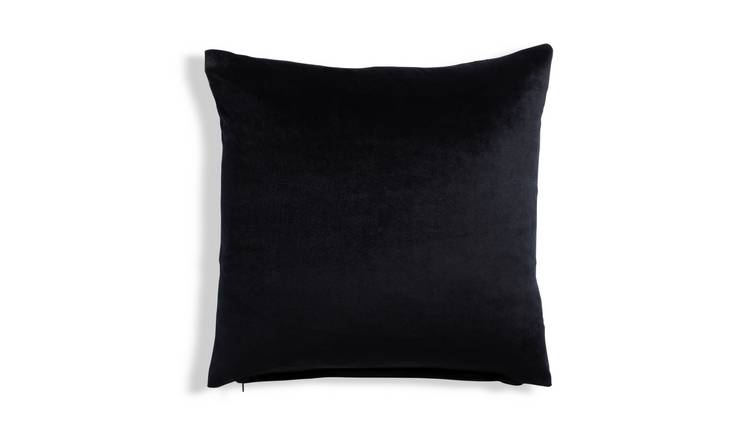 Buy Habitat Velvet Cushion Black 43x43cm Cushions Habitat