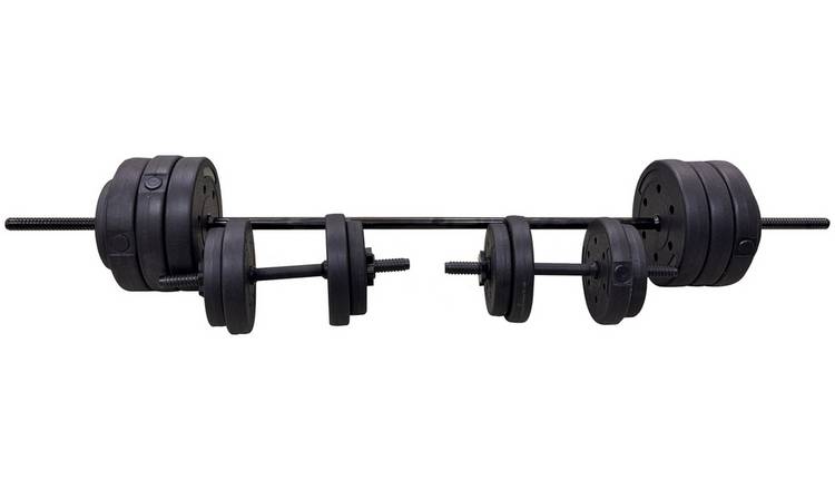 Buy Opti Vinyl Dumbbell and Barbell Set 50kg Dumbbells Argos