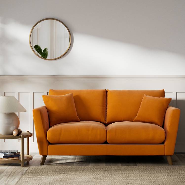 Habitat Lomond Fabric 2 Seater Sofa - Orange - Dark Leg 0