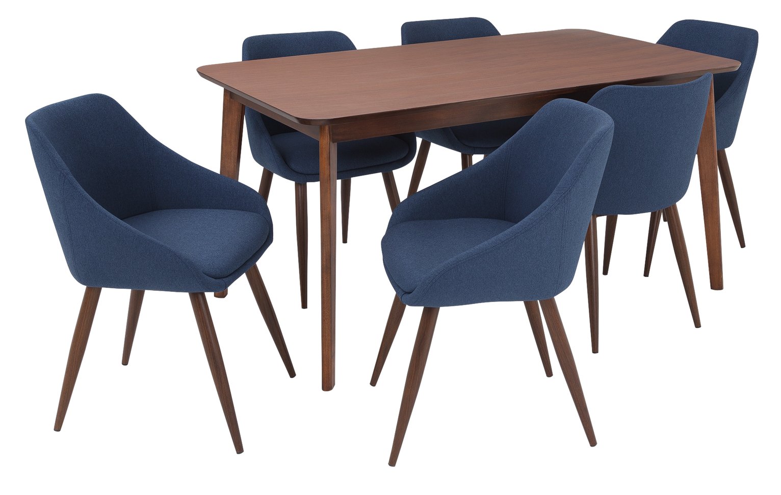 Argos Home Skandi Walnut Veneer Dining Table & 6 Blue Chairs Review