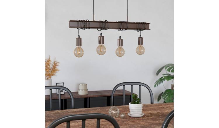 EGLO Townshend Steel 4 Light Ceiling Light - Antique Brass