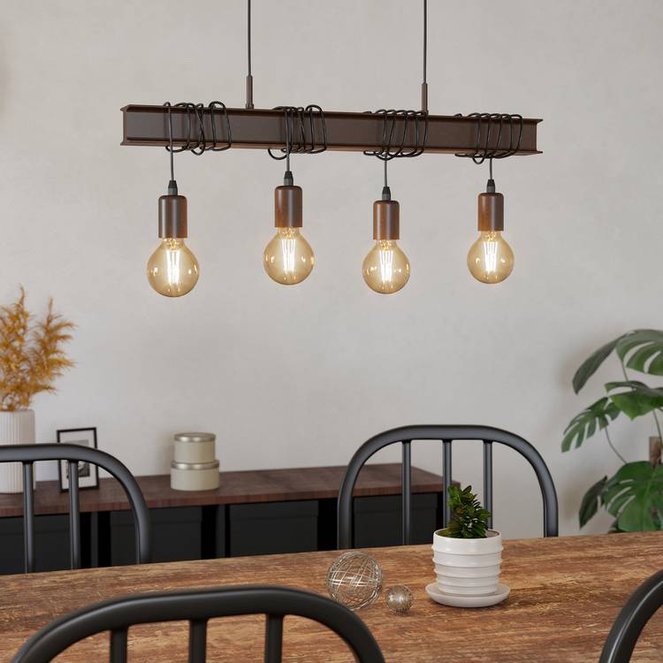 EGLO Townshend Steel 4 Light Ceiling Light - Antique Brass 0
