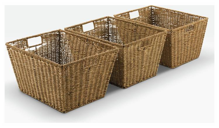 Argos Home Set of 3 Large Seagrass Magazine Storage Baskets 