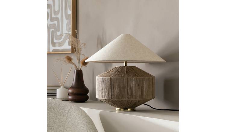 Habitat Jute Wrapped 37cm Table Lamp - Gold & Natural