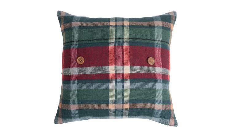 Argos Home Christmas Woven Brushed Check Cushion - 43x43cm