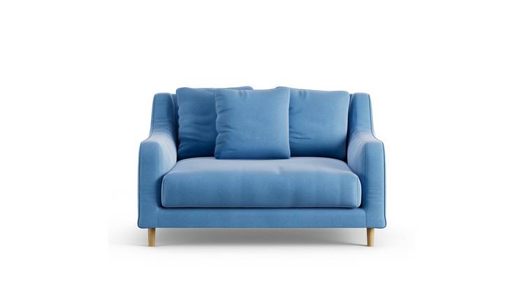 Habitat Swift Velvet  Cuddle Chair - Sky Blue - Ash Leg
