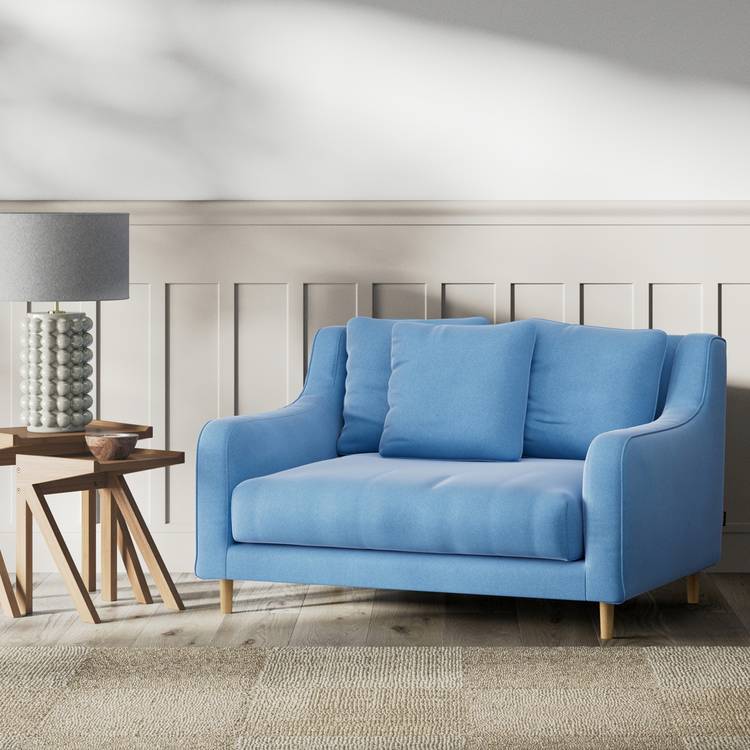 Habitat Swift Velvet  Cuddle Chair - Sky Blue - Ash Leg 0