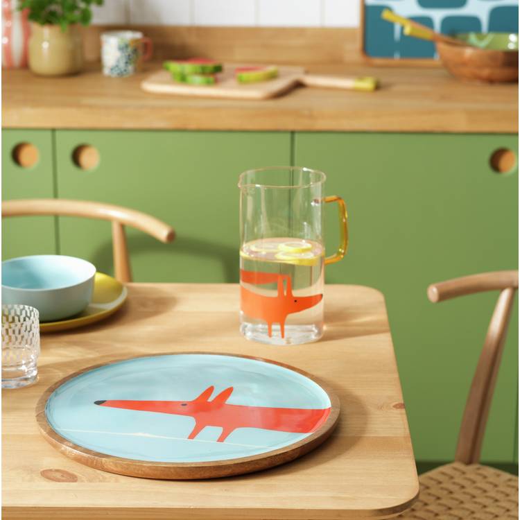 Habitat x Scion Mr Fox Mango Wood Serving Platter - Blue 0