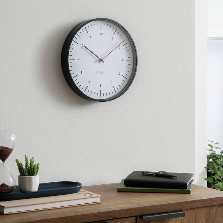 Habitat Analogue Wall Clock - Black & White 0