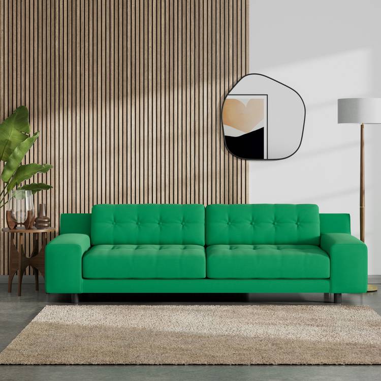 Habitat Hendricks Fabric 4 Seater - Emerald Green- Black Leg 0