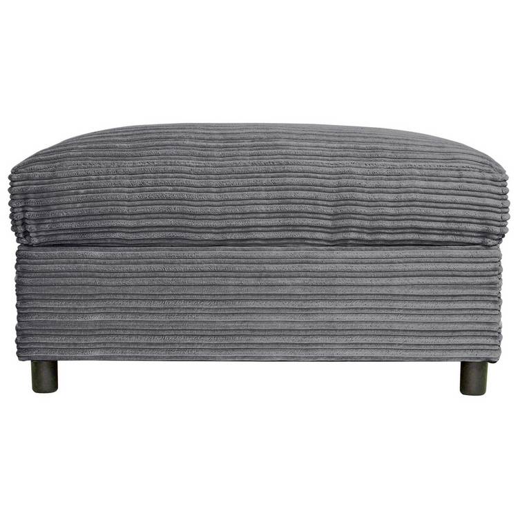 Argos Home Harry Fabric Storage Footstool - Light Grey 0